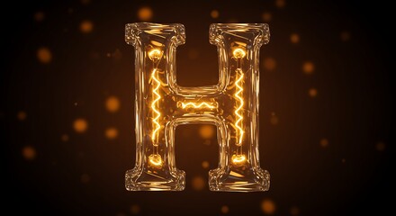 Glowing Letter H in Light Bulb Style.