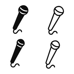 Microphone Icons set. Karaoke mic. Podcast microphone. web and mobile icons. vector illustration