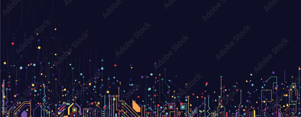 Poster abstract circuit technology concept background with particles