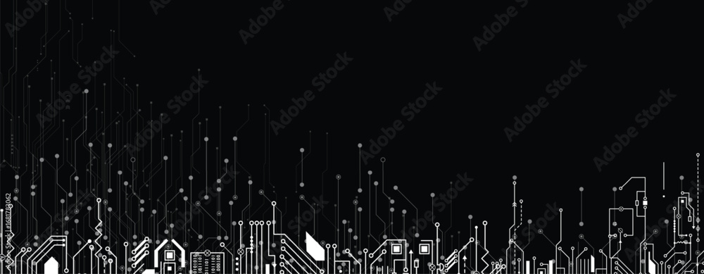 Aufkleber abstract circuit technology concept background with particles