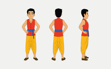 Fototapeta premium Indian man cartoon character. moral stories for the best cartoon character.