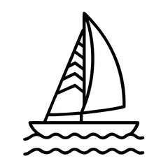 Sailboat outline vector illustration for nautical theme design and summer sailing adventure art