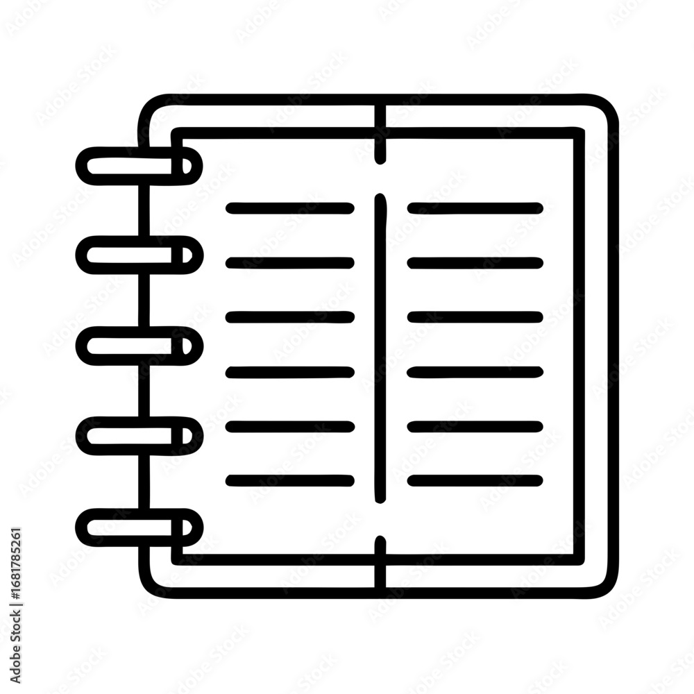 Poster open notebook diary planner organizer with lines for notes and tasks vector illustration art