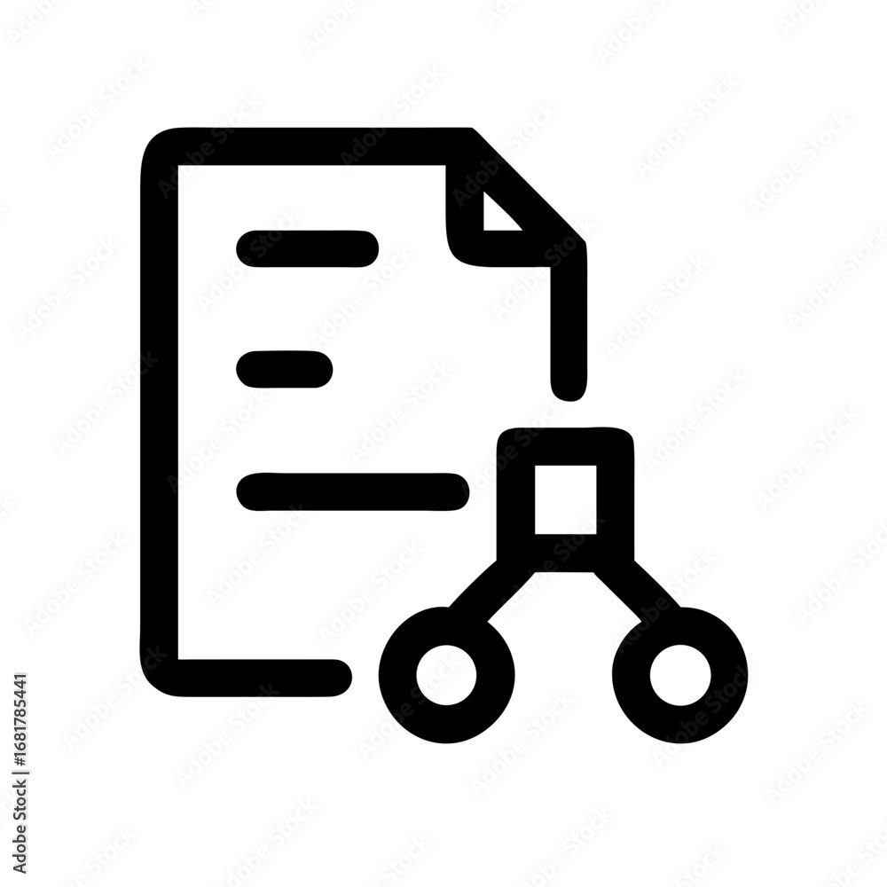 Aufkleber document with flowchart icon for data management and process organization illustration vector graphi