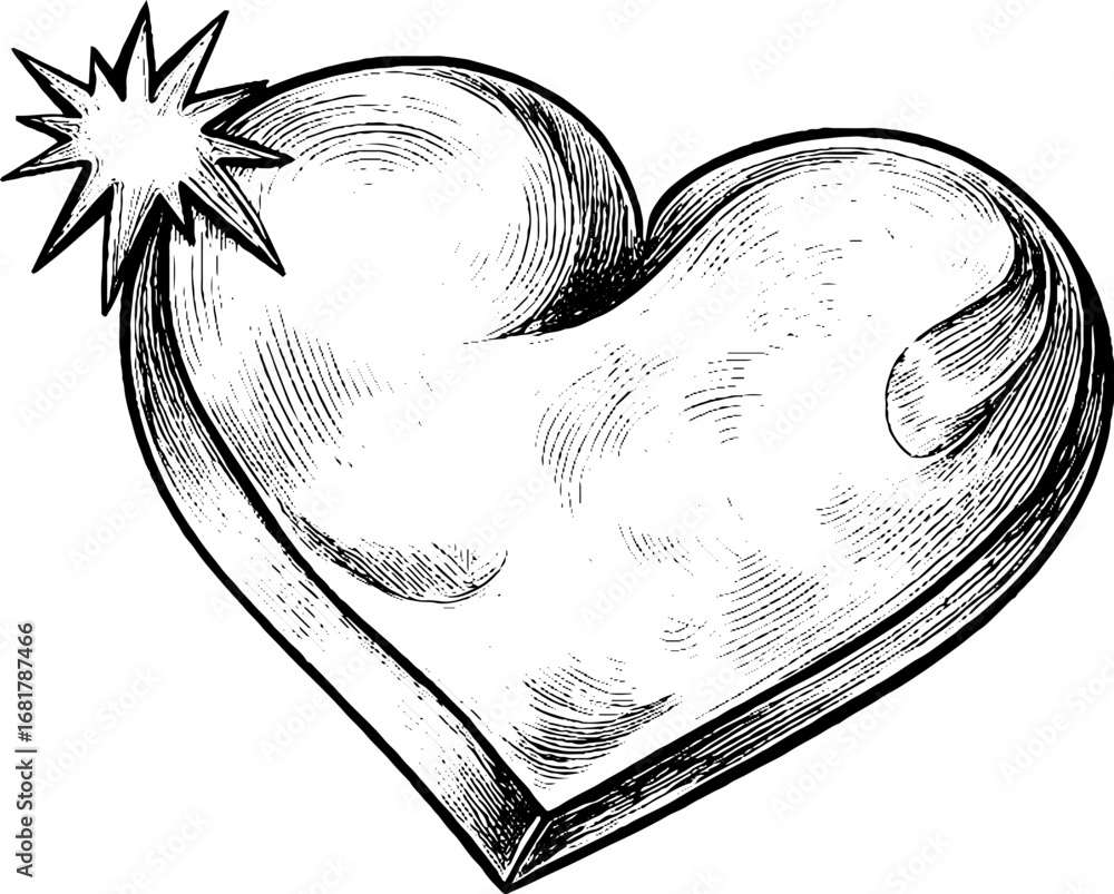 Poster Hand drawn heart icon with scribble texture for creative design projects