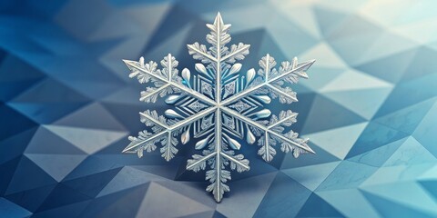 3D Rendered Silver Snowflake on Geometric Background, Winter Holiday, Crystal, Snowflake Design, 3D Model ,Snowflake, Winter