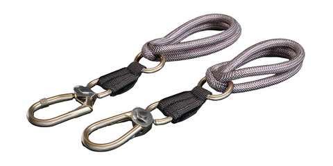 Pair of gray cord handles with metal hooks