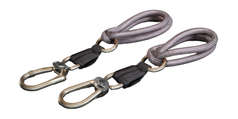 Pair of gray cord handles with metal hooks