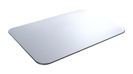 Rectangular, light gray, smooth surface, likely glass or plastic