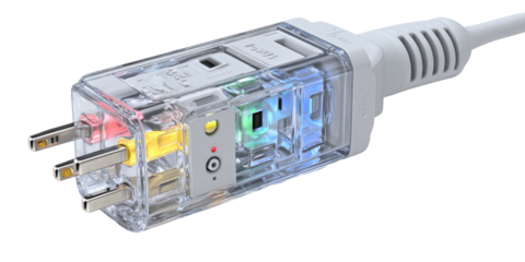 Transparent electrical plug with multiple colored wires