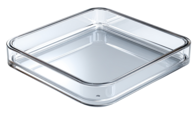 Clear square plastic or glass dish