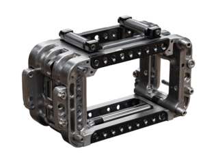 Metal camera rig, modular design.  Components for mounting and stabilizing a camera