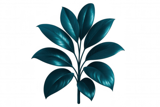 Lush, metallic-looking green leaves arranged artistically on a transparent background, creating a vibrant and exotic tropical design - Powered by Adobe