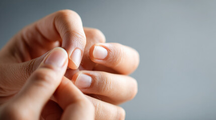 Close up of fingers picking at nails and skin as a nervous anxiety related habit