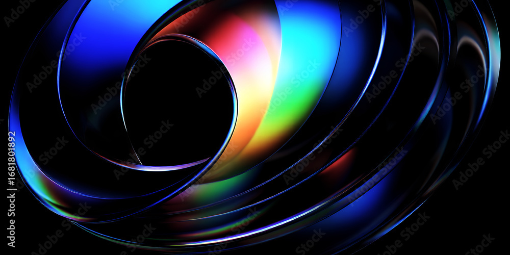 Poster abstract swirl of vibrant colors with a dark background creating a dynamic effect