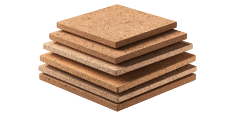 Stacked light brown rectangular panels