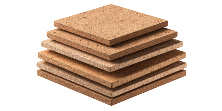 Stacked light brown rectangular panels