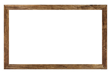 Horizontal blank vintage gilded frame with mat on a white background, old gold frame mockup