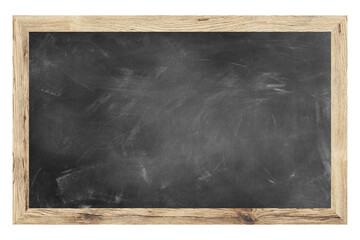 Empty black chalkboard on white background, Blank chalkboard with wooden frame isolated on white background. can add your own text on space.