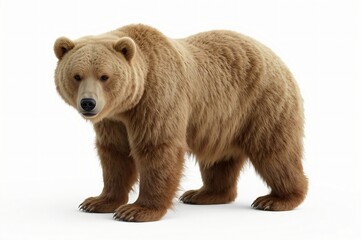Fototapeta premium Grizzly bear standing, studio shot, white background, wildlife