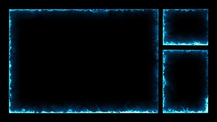 Live streaming Frame - animated electric blue neon overlay frame for live streaming and gaming templates