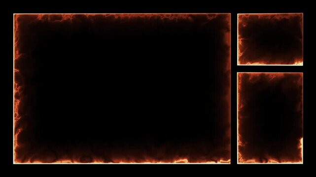 Live streaming Frame - animated fire flames orange neon overlay frame for live streaming and gaming templates