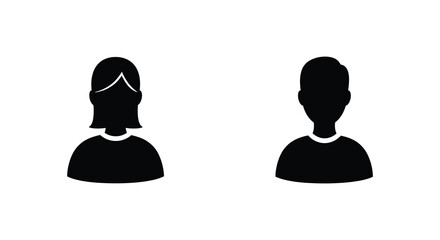 Two people silhouettes facing forward in simple minimalist style
