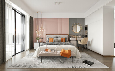 3d render modern bedroom