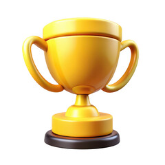 Golden trophy cup award isolated on transparent background