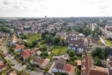 Scenic aerial drone view of Nagykanizsa, Hungary town.