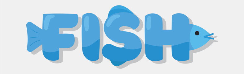 FISH word logo, stylized as fish products - Vector illustration