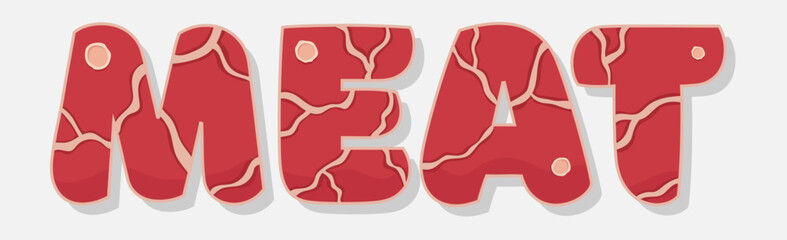 The word MEAT logo, stylized as a piece of meat - Vector illustration