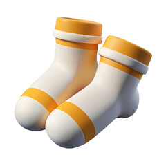 Cozy 3d white and orange striped socks isolated on transparent background