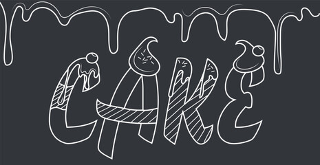 Word CAKE logo stylized as sweets - Vector illustration