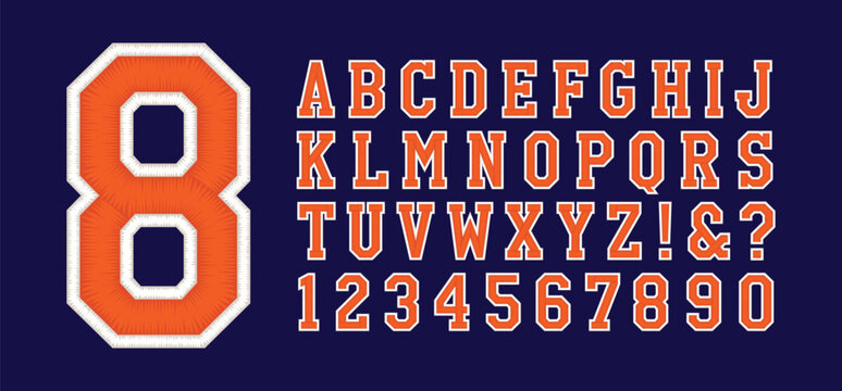 Classic college font. Vintage sport font in american style for football, baseball or basketball logos and t-shirt. Athletic department typeface, varsity style font. Vector
