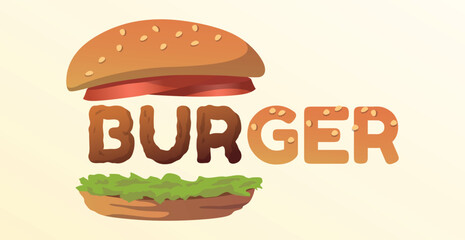 Logo word BURGER stylized as fast food - Vector illustration