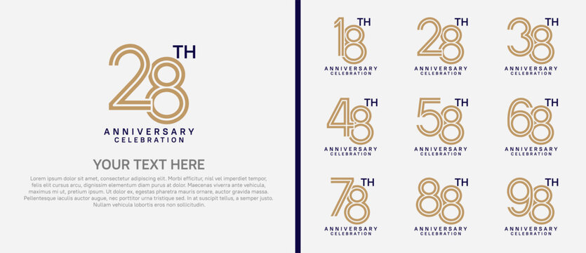 logo anniversary set. brown and black color on white background for special event