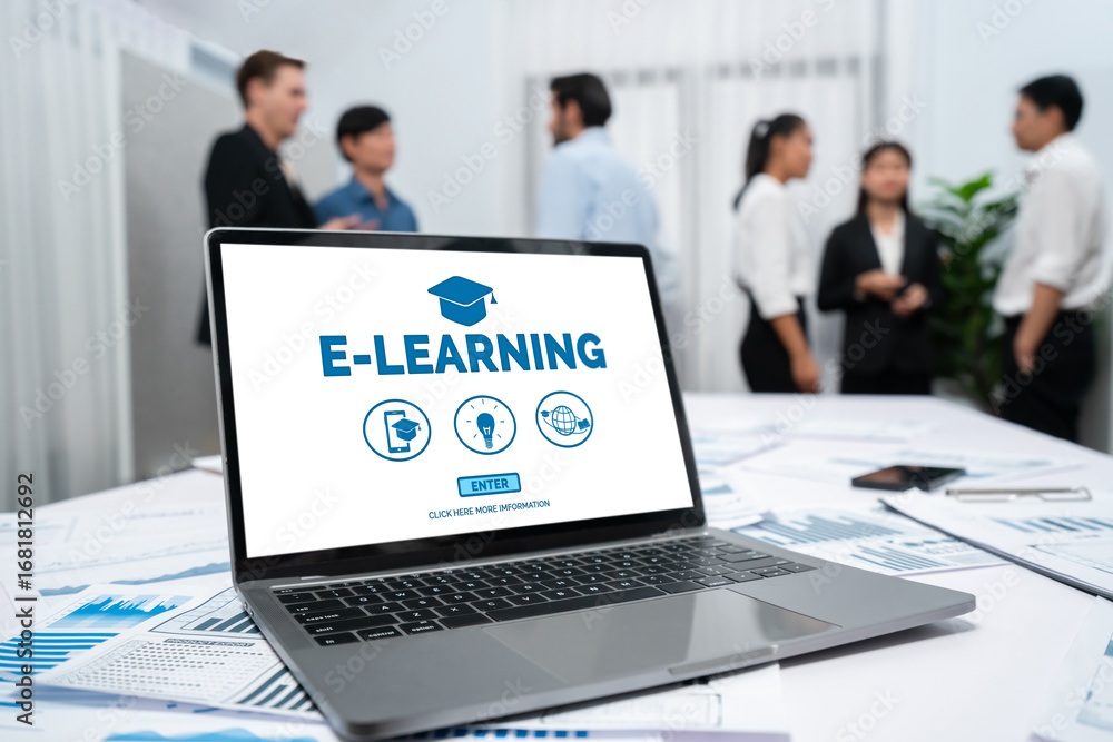 Aufkleber e-learning website with brisk sofware for student to study online on the internet network