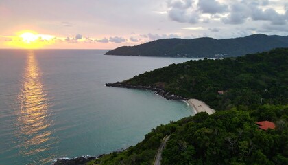 Fototapeta premium Sunset Coastline Aerial View