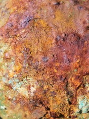 Rusty metal surface showing oxidation and corrosion effects