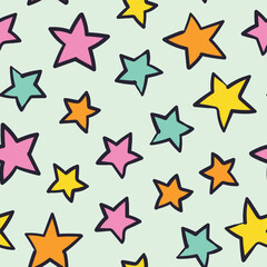 Colorful Stars Seamless Pattern Stars Background