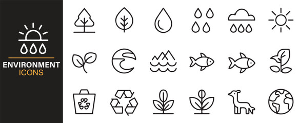 Collection of environmental icons for sustainable design and ecology