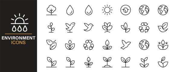 Set of environmental icons for sustainable design and ecology