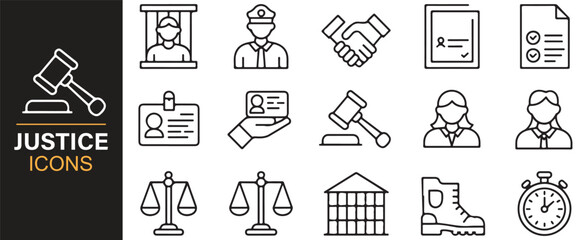 Collection of justice and law icons for legal and advocacy designs