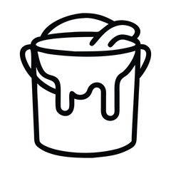 Isolated vector illustration of a plastic paint bucket next to a trash can