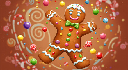 Obraz premium A stylized illustration of a gingerbread man