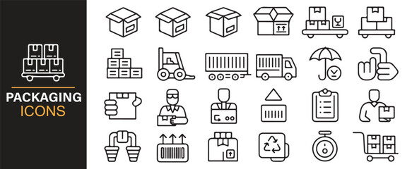 Modern packaging icons collection for branding and design