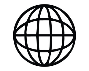 The earth globe vector icon represents a circular, three-dimensional sphere, symbolizing our global network and worldwide business connections