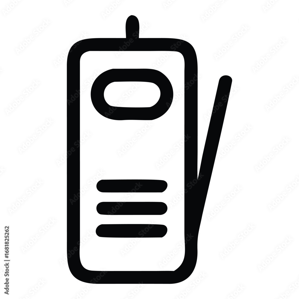 Aufkleber vector communication icon of a mobile phone isolated on white with a red document clip, empty checkl