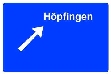 Illustration eines Autobahn-Ausfahrtschildes mit der Beschriftung 